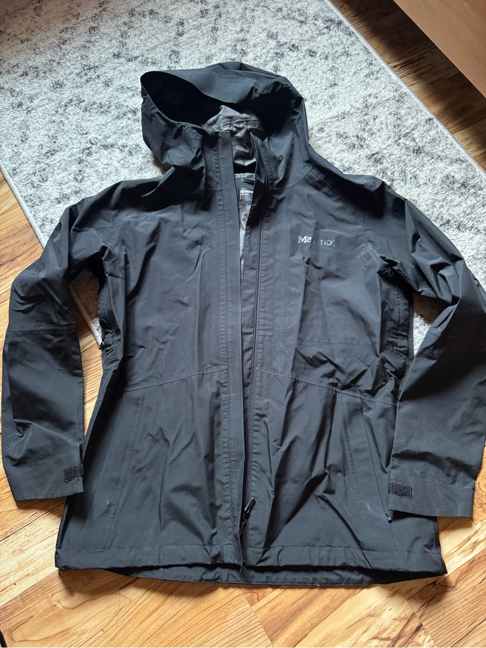 Women’s Marmot Black Waterproof Hooded Rain Jacket
